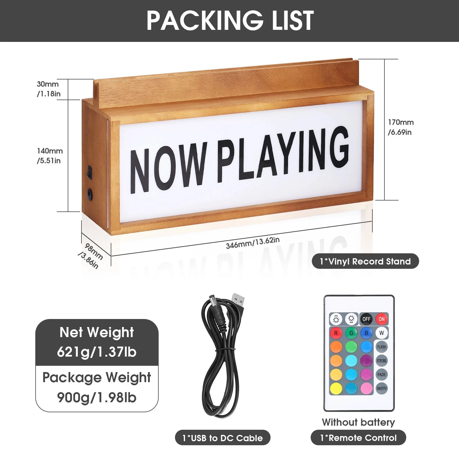 Multicolour LED Lightbox Now Playing Vinyl Record Stand - Image 10