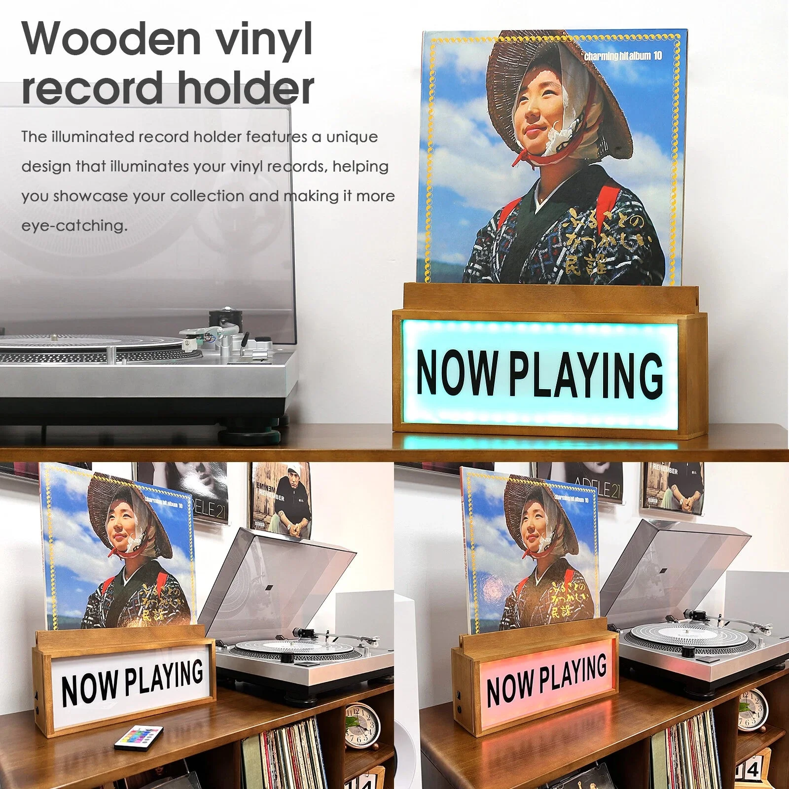 Multicolour LED Lightbox Now Playing Vinyl Record Stand - Image 7
