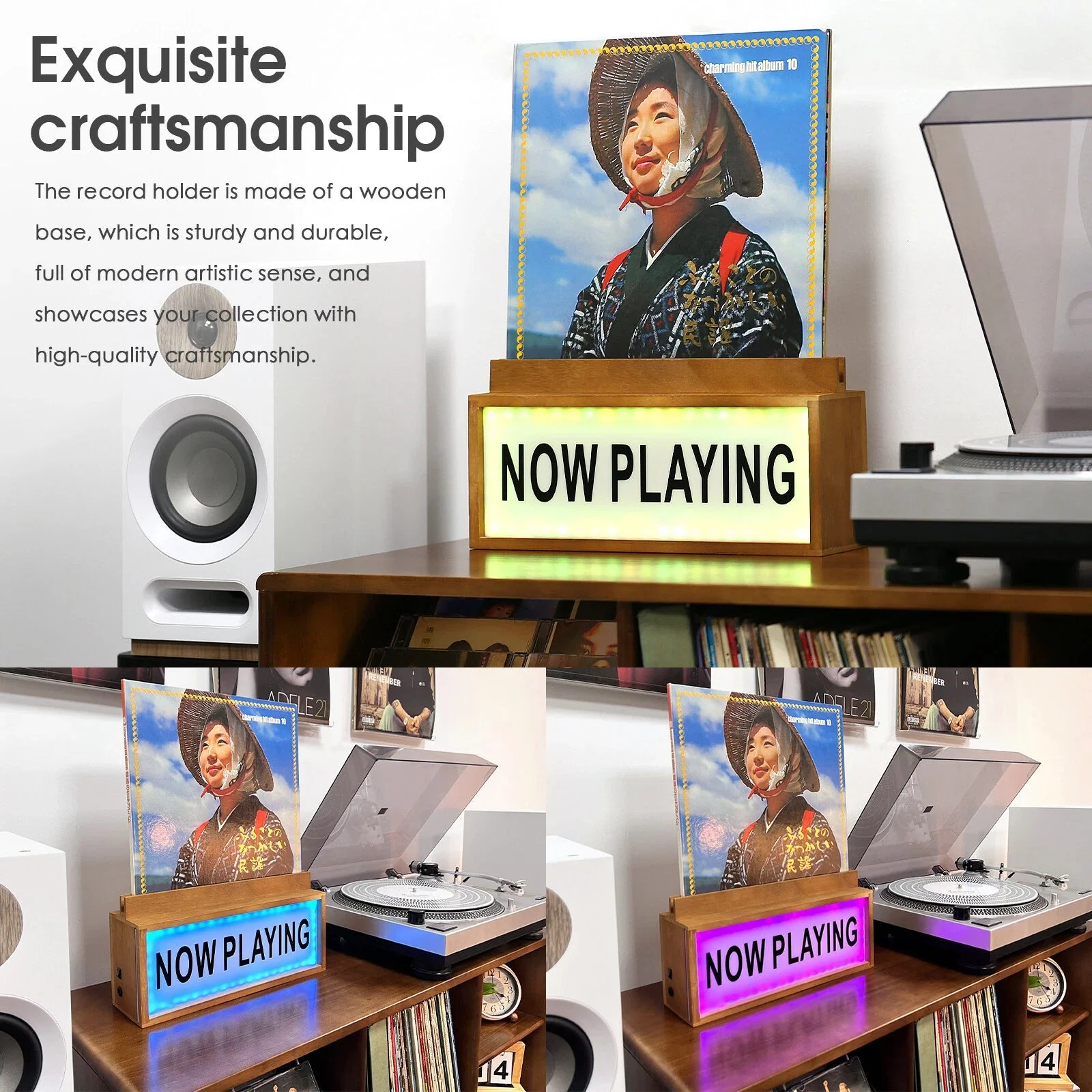 Multicolour LED Lightbox Now Playing Vinyl Record Stand - Image 8