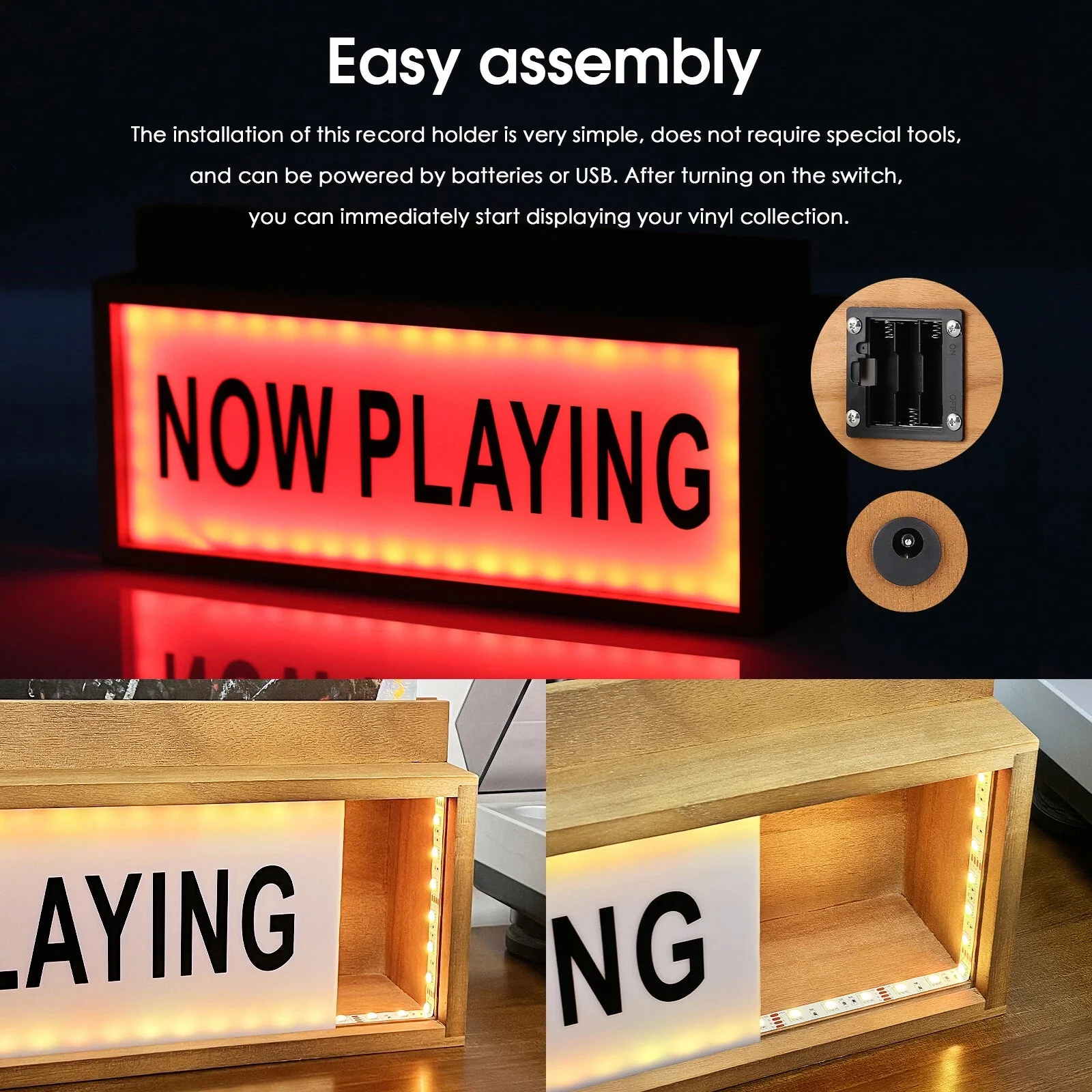 Multicolour LED Lightbox Now Playing Vinyl Record Stand - Image 9