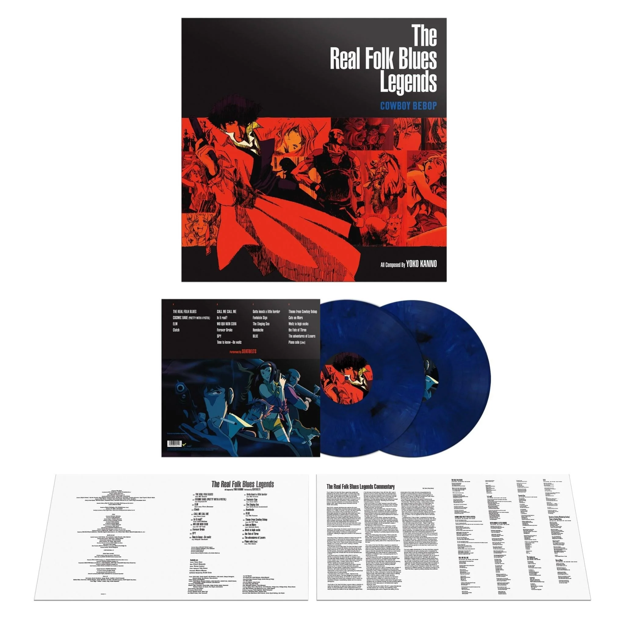 Seatbelts - Cowboy Bebop: The Real Folk Blues Legends - Dark Blue Marble Vinyl LP Record - Image 2