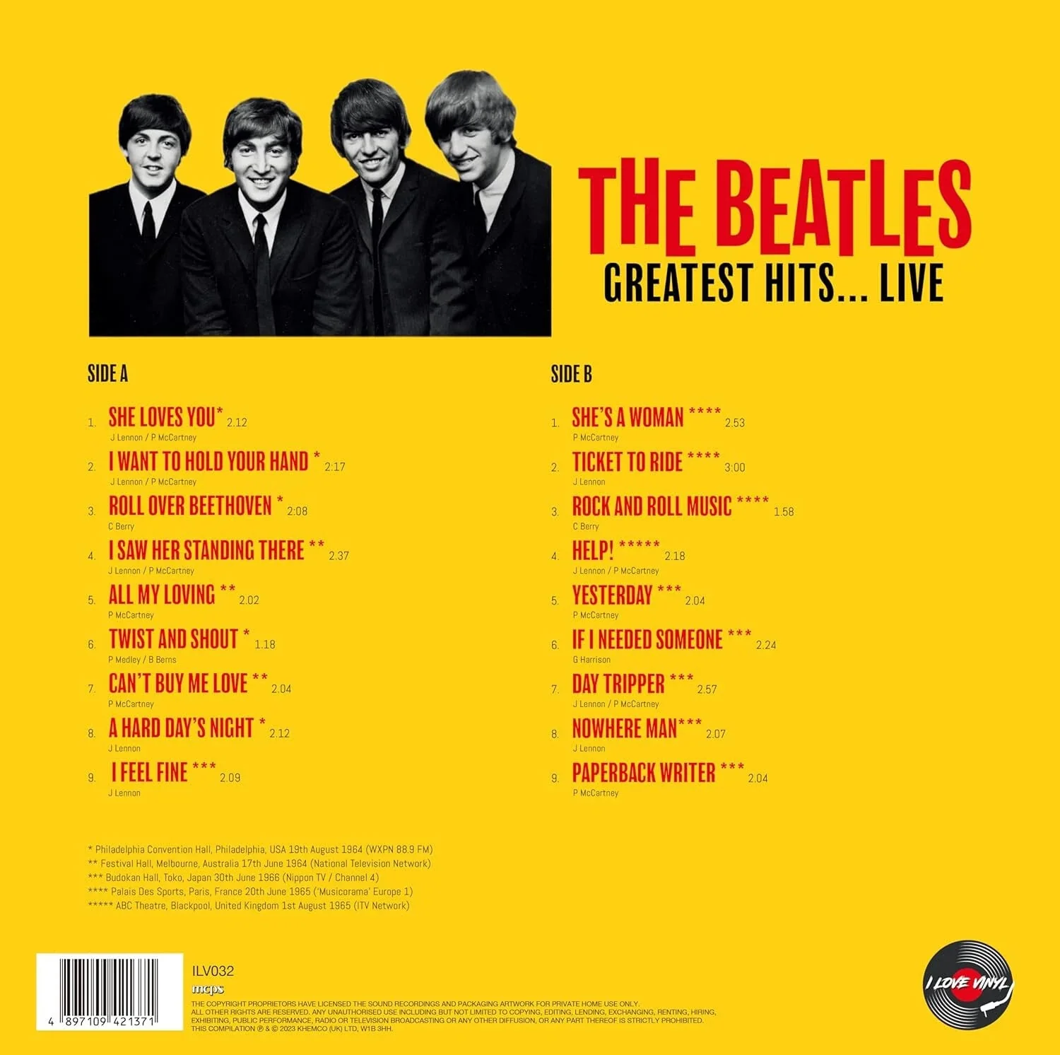 The Beatles - Greatest Hits Live - Vinyl LP Record - Image 2