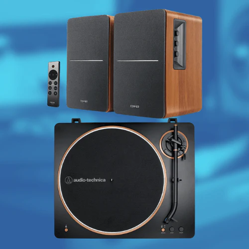 Vinyl Starter Kit – Audio Technica LP70XBT Turntable & Edifier R1280 DB 2.0 Studio Speakers Bundle - Image 4